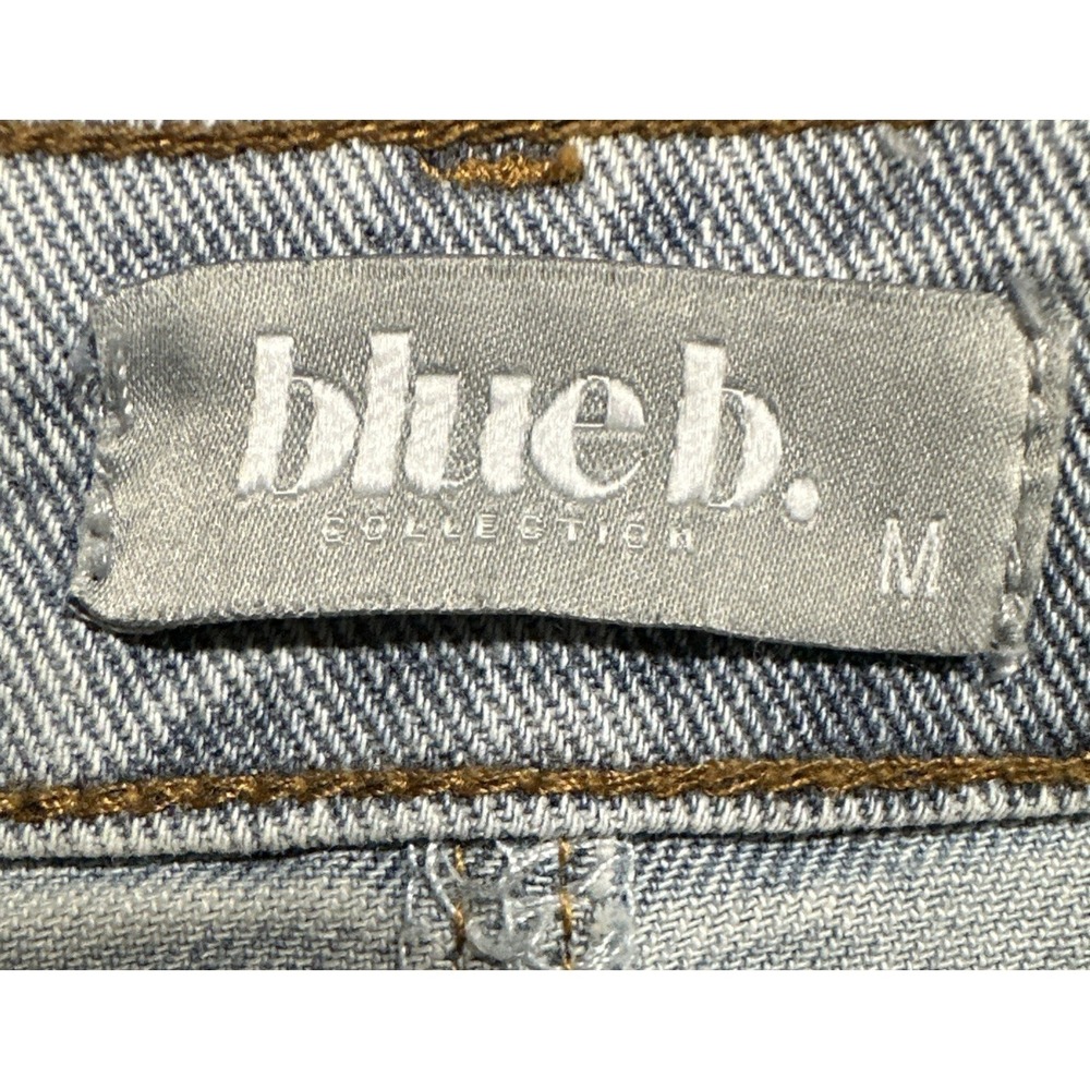 Blue B Collection Denim Skirt Fringe Beaded Glitter Rhinestones Medium - Picture 3 of 10